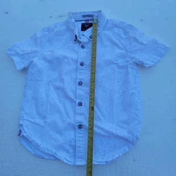 Lot of 2 Cactus Boys Shirt Boy White Navy SLIM FIt Print Button Down Shirt Sz 4 - Picture 5 of 7